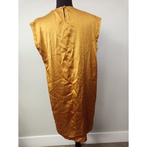NWT Vero Moda Yellow Gold Mini Shift Dress Size Medium - Picture 3 of 6